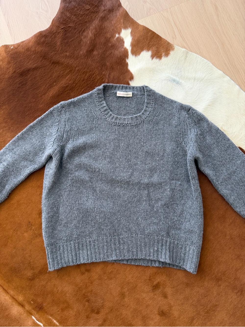 Maison Cashmere gray chunky crewneck sweater